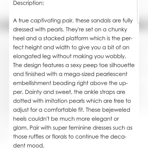 Goolita Extravagant Open Toe Pearl Chunky Heels Sz. 37/US 6M New Ankle Straps - Picture 15 of 17